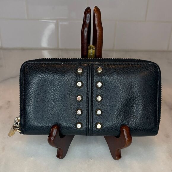 Michael Kors Astor Pebbled Leather Studded Full Zip Wallet - Picture 4 of 15